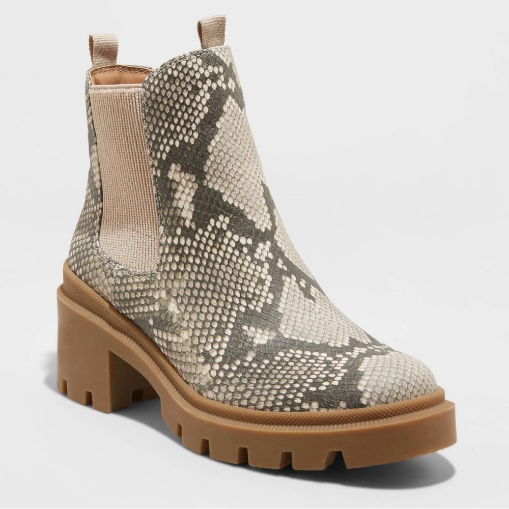 Universal Thread Women's Cai Snake Print Double Gore Combat Boots